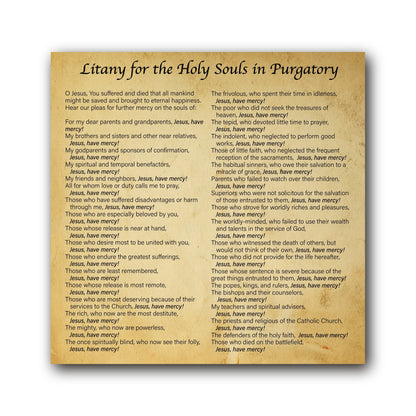 NEW! Litany for Holy Souls in Purgatory  - Prayer Card / 3" x 6" folded — inside