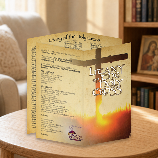 NEW! Litany of the Holy Cross  - Prayer Card / 3" x 6" folded — home mockup