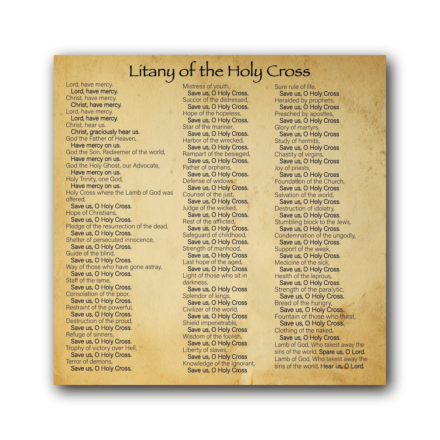 NEW! Litany of the Holy Cross  - Prayer Card / 3" x 6" folded — inside