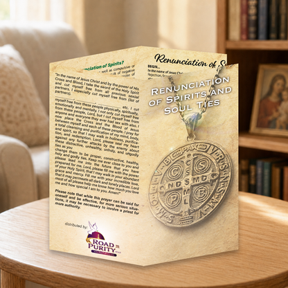 NEW! Renunciation of Spirits and Soul Ties - Prayer Card / 3" x 6" folded — home mockup