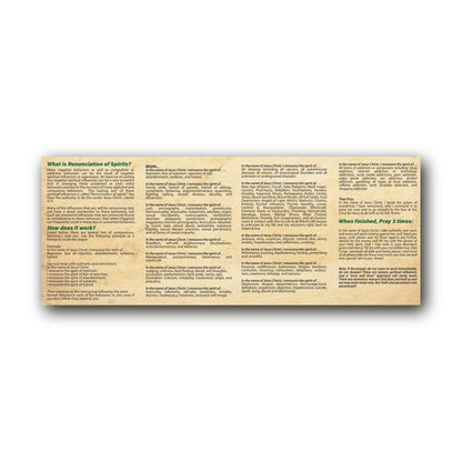 NEW! Renunciation of Spirits and Soul Ties - Prayer Card / 3" x 6" folded — inside