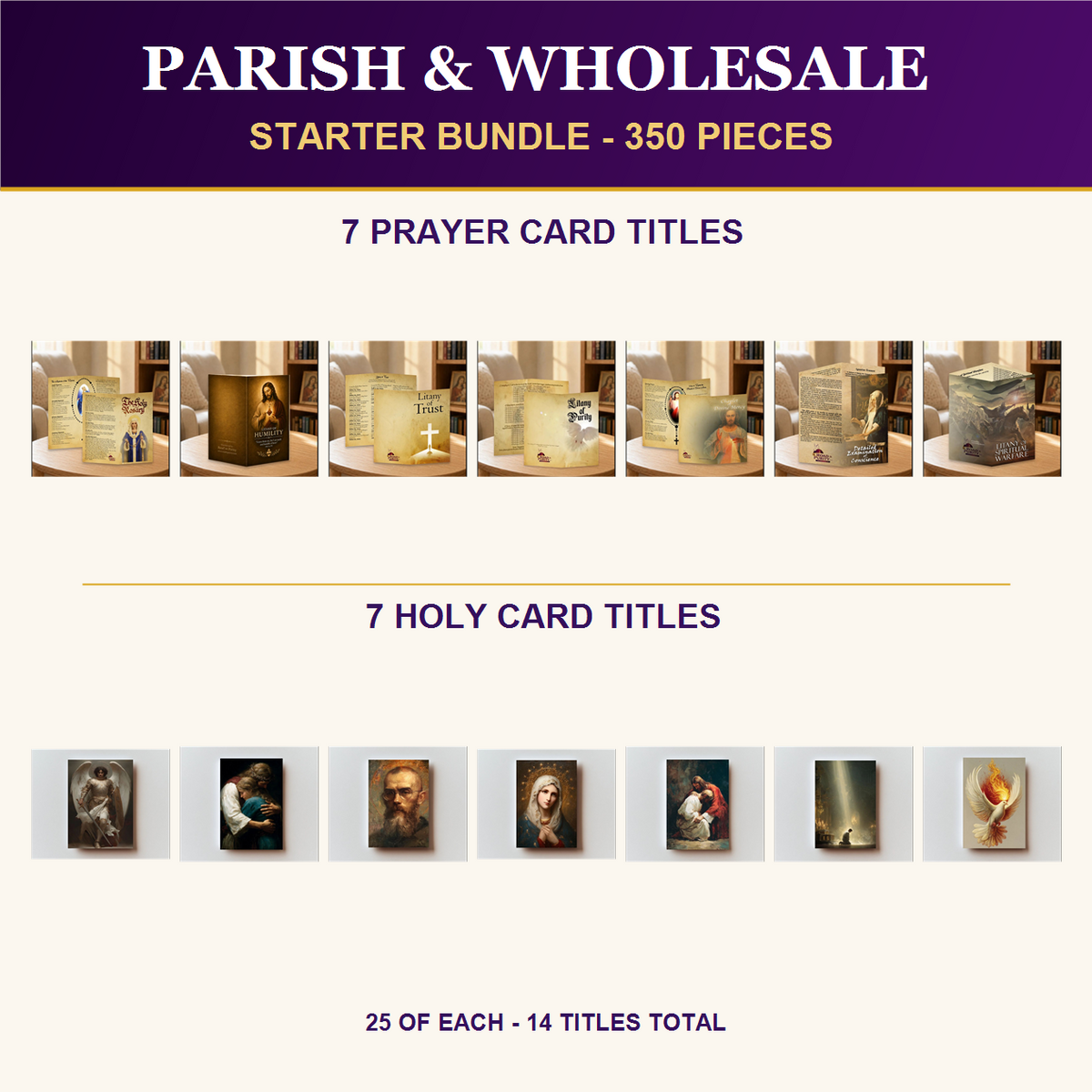 Parish and Wholesale Starter Bundle with current Road to Purity product images