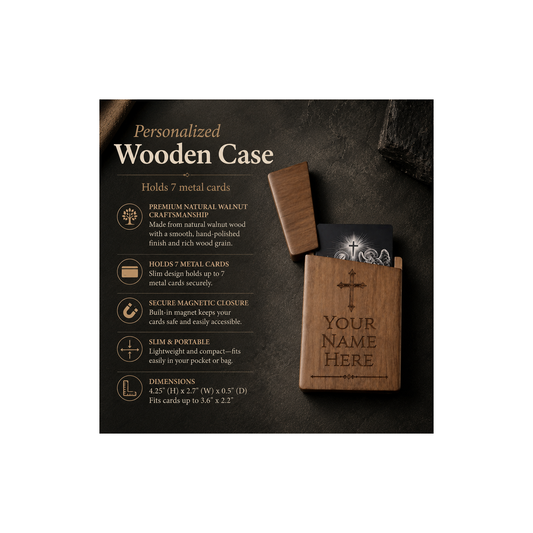 Personalized wooden metal holy card case details — category-safe image