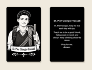 St. Pier Giorgio Frassati metal prayer card — front and prayer back