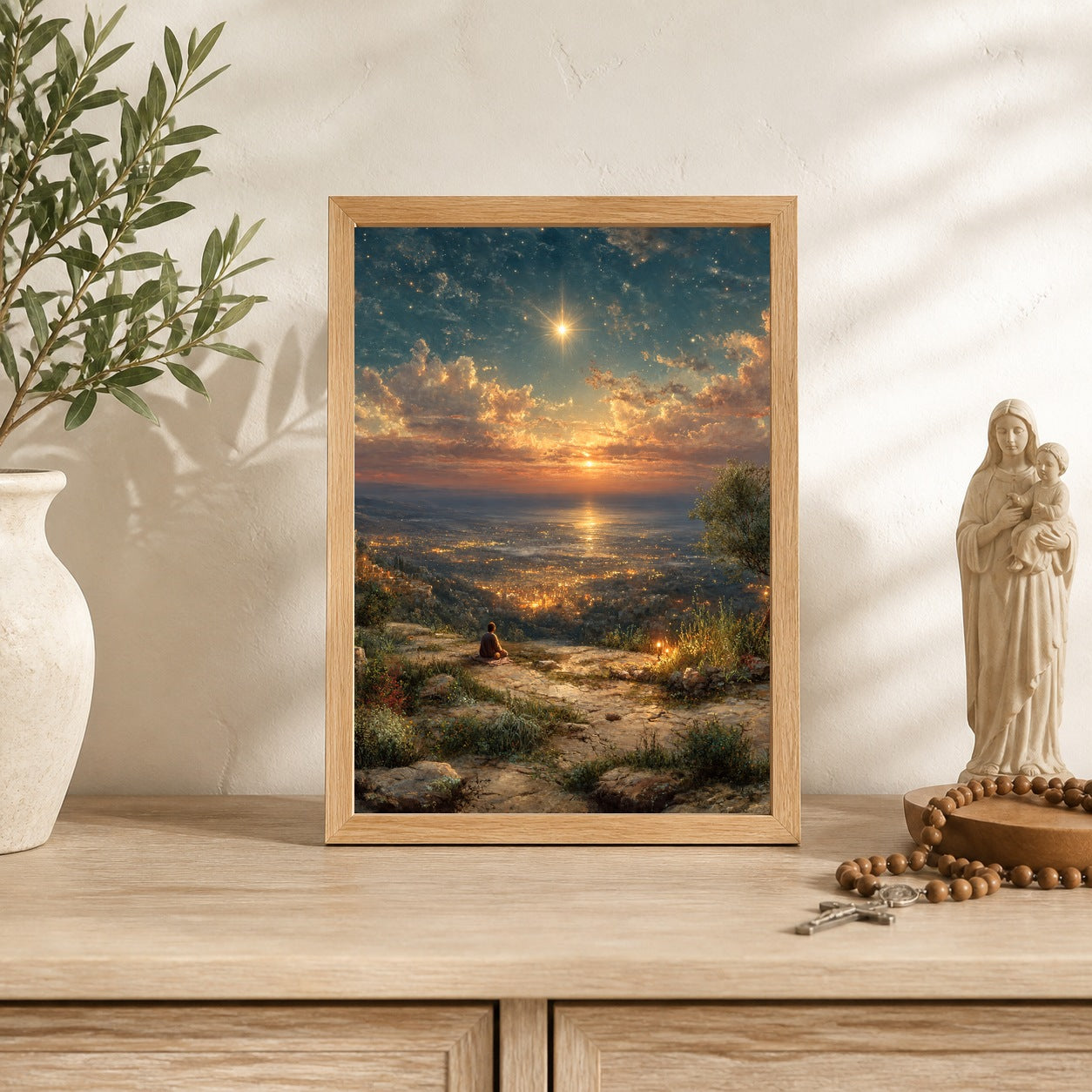 Prayer Above the Holy City Catholic Art Print 2