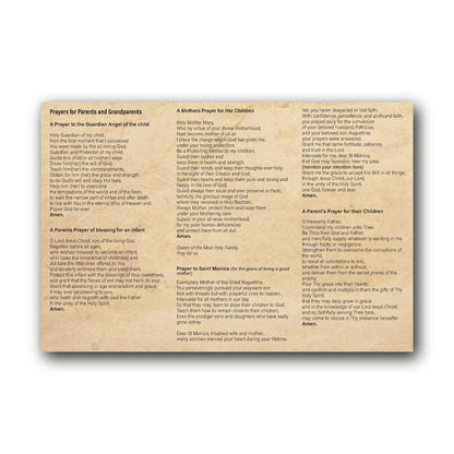 Prayers for Parents and Grandparents  - Prayer Card / 3" x 6" folded — inside