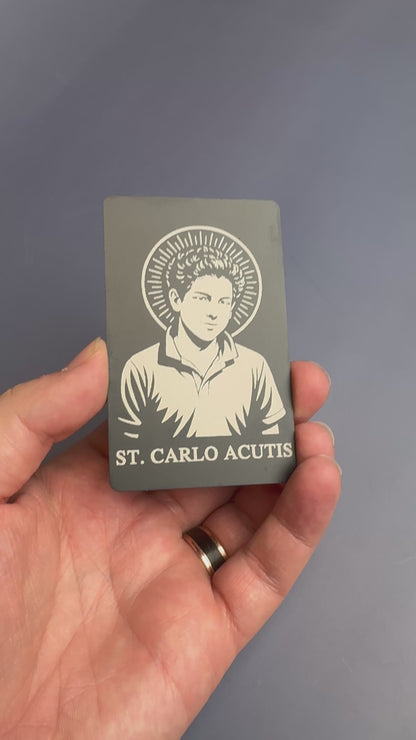 Premium Metal St. Carlo Acutis Holy Card