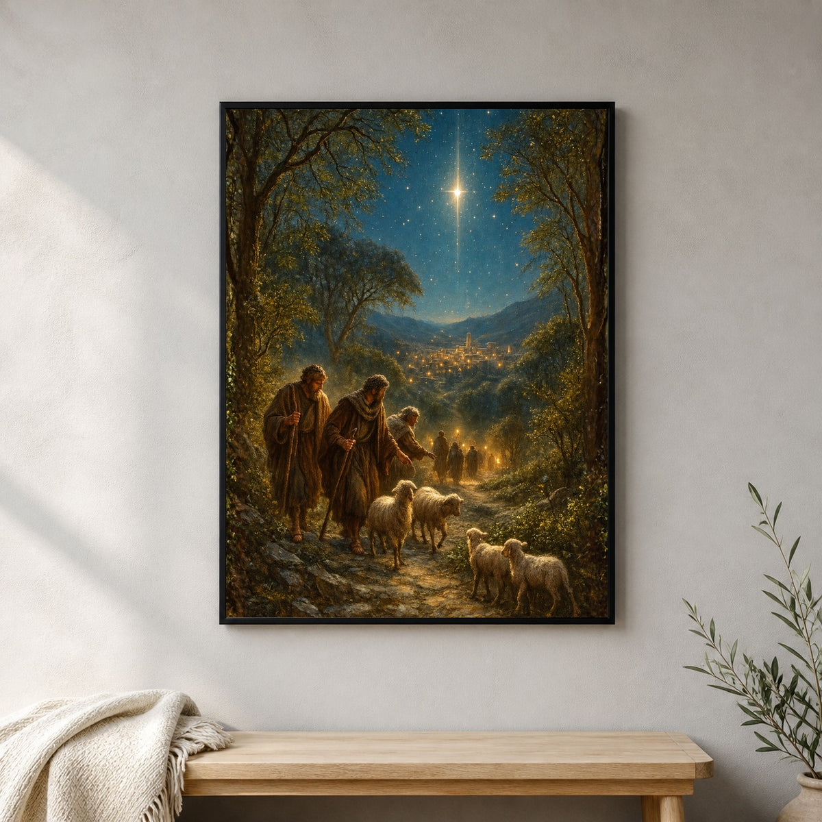 Shepherds Journey to Bethlehem Catholic Art Print 1