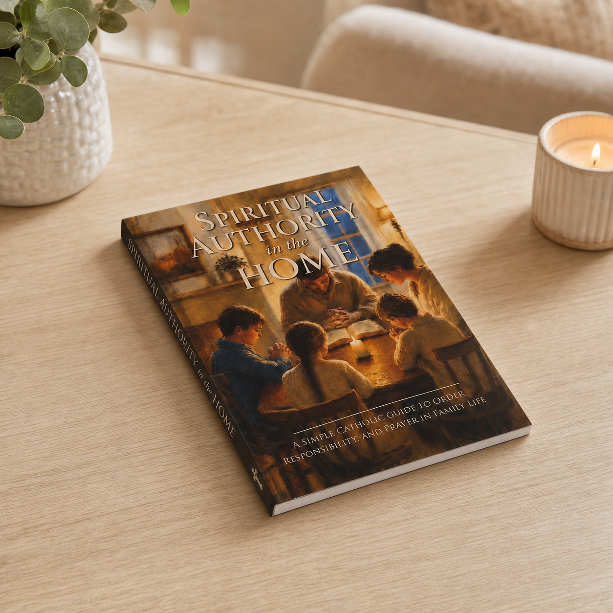 spiritual-authority-home — flat table mockup