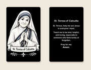 St. Teresa of Calcutta (Mother Teresa) metal prayer card — front and prayer back