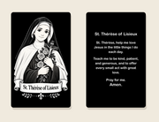St. Thérèse of Lisieux metal prayer card — front and prayer back