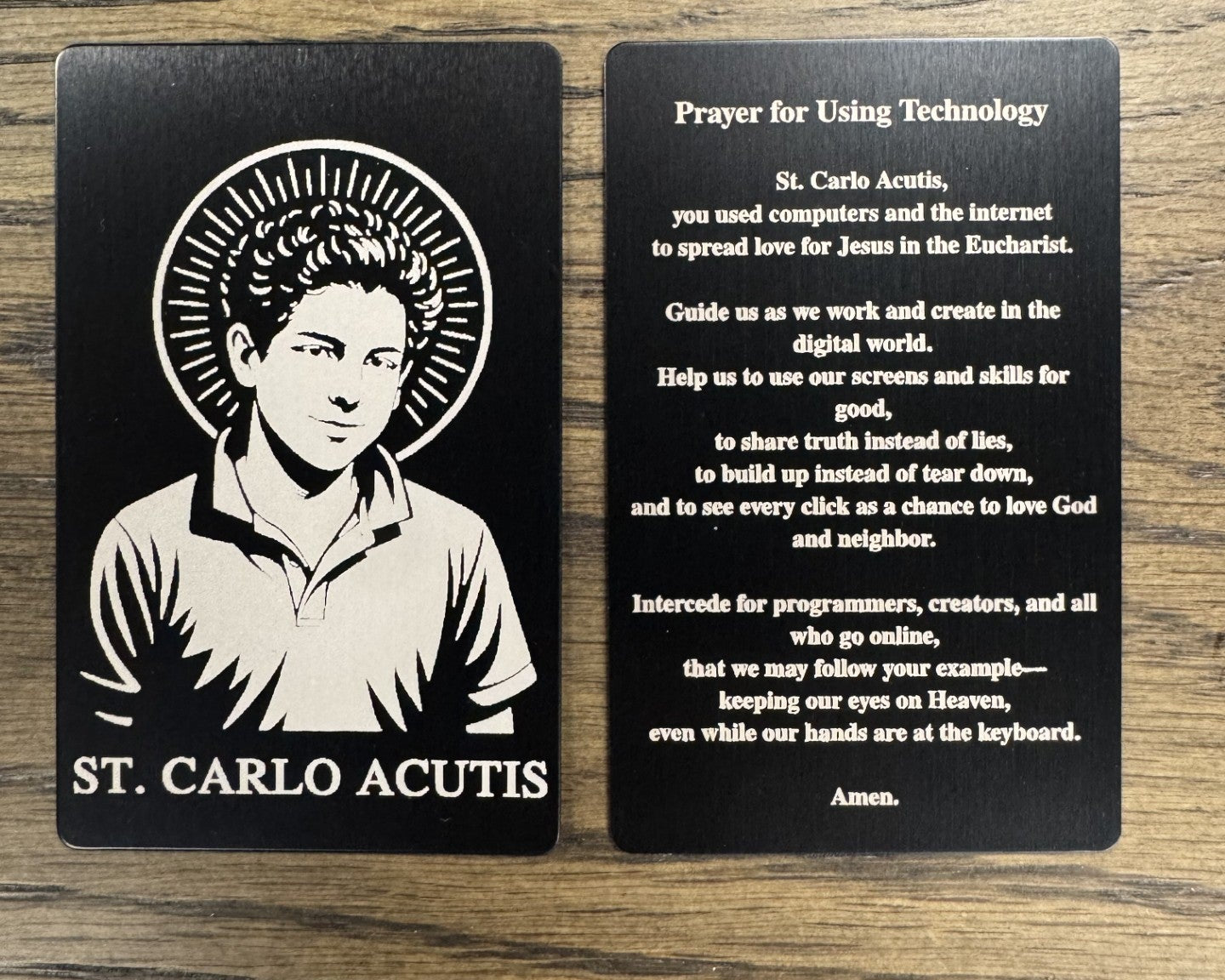 Premium Metal St. Carlo Acutis Holy Card