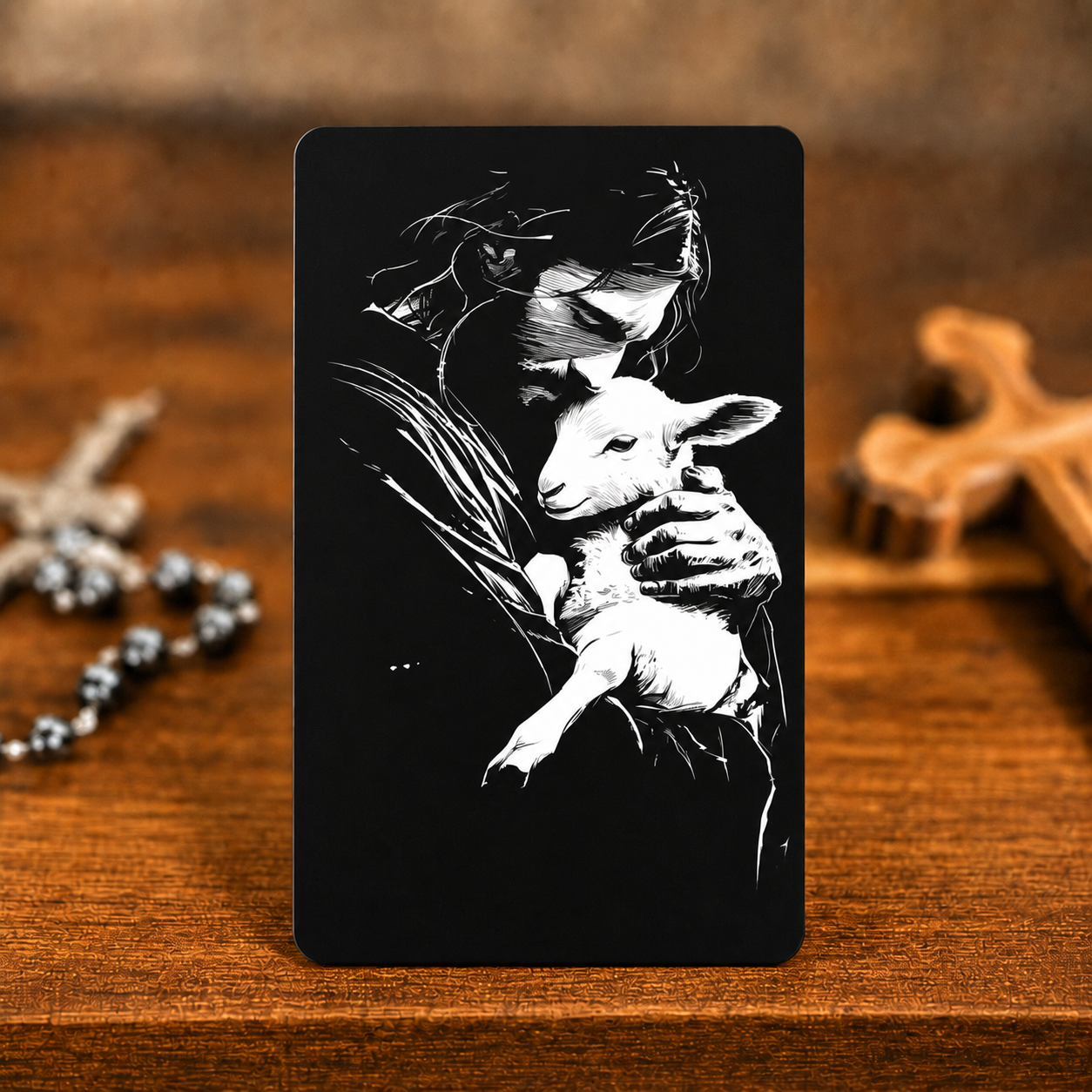 Unity Prayer premium metal holy card front mockup