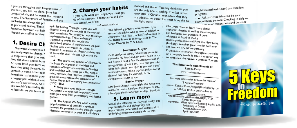 5 Keys to Freedom from Sexual Sin - 8pg mini pamphlet - ( CATHOLIC Eng â€“  Road to Purity Store