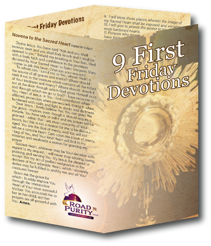 NEW! 9 First Friday Devotions - Prayer Card / 3" x 6" folded
