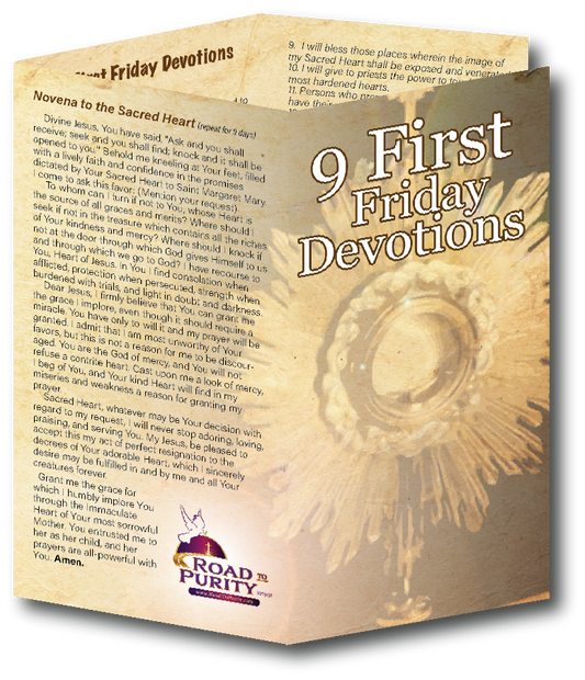 NEW! 9 First Friday Devotions - Prayer Card / 3" x 6" folded