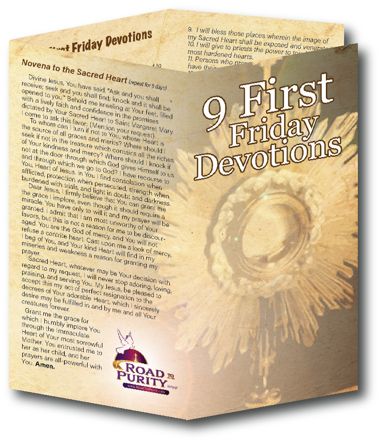 NEW! 9 First Friday Devotions - Prayer Card / 3" x 6" folded