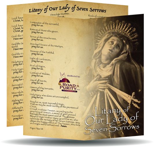 Litany of our Lady of Seven Sorrows  - Prayer Card / 3" x 6" folded