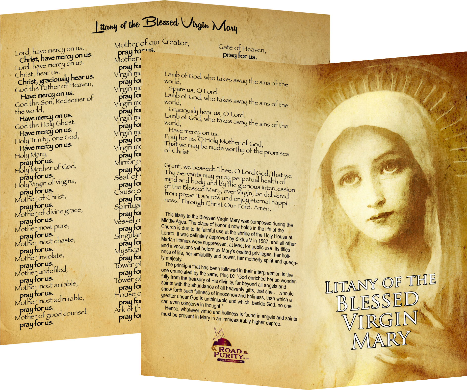 Litany of the Blessed Virgin Mary - Prayer Card / 3" x 6" folded
