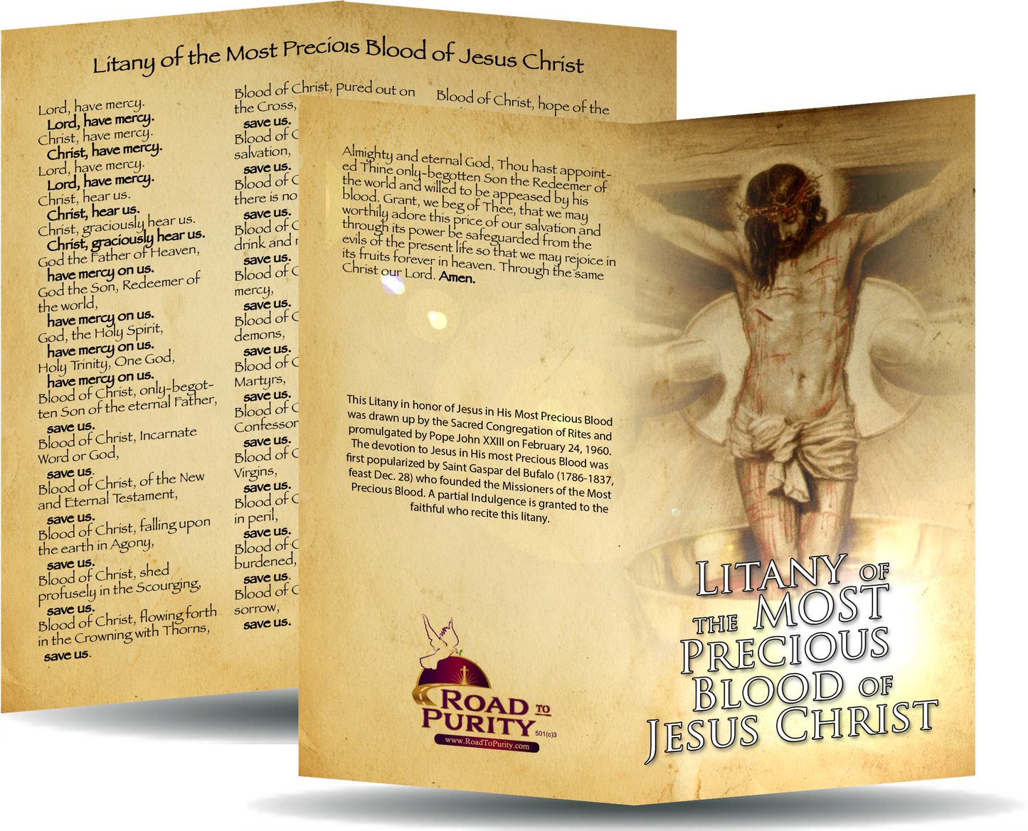 Litany of the Most Precious Blood of Jesus Christ - Prayer Card / 3" x 6" folded