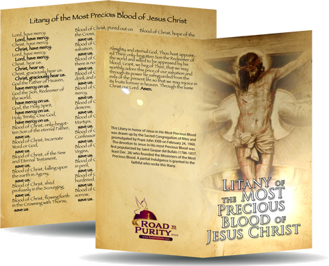 Litany of the Most Precious Blood of Jesus Christ - Prayer Card / 3" x 6" folded