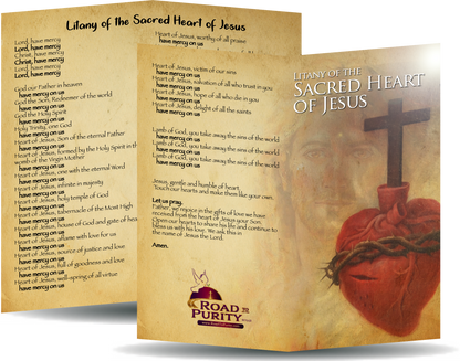 Litany of the Sacred Heart of Jesus - Prayer Card / 3" x 6" folded