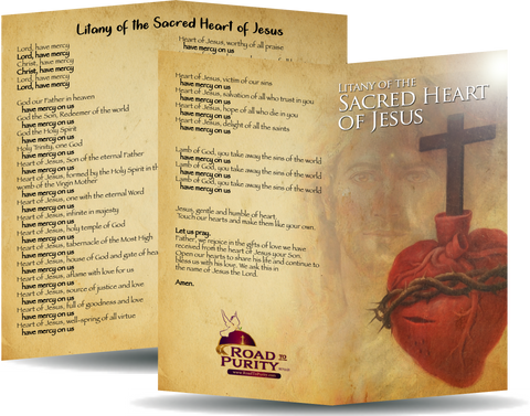 Litany of the Sacred Heart of Jesus - Prayer Card / 3" x 6" folded