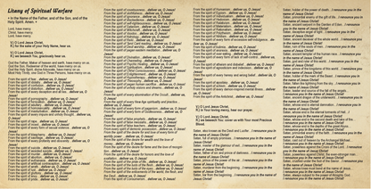Litany of Spiritual Warfare - Prayer Card / 3" x 6" folded