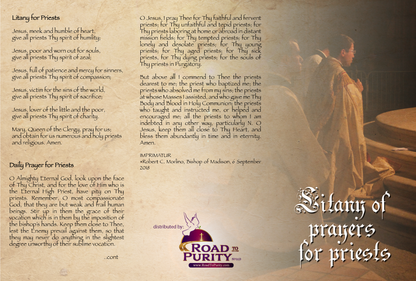 NEW! Litany of Prayers for Priests  - Prayer Card / 3" x 6" folded