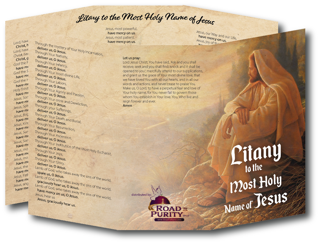 Litany to the Most Holy Name of Jesus  - Prayer Card / 3" x 6" folded