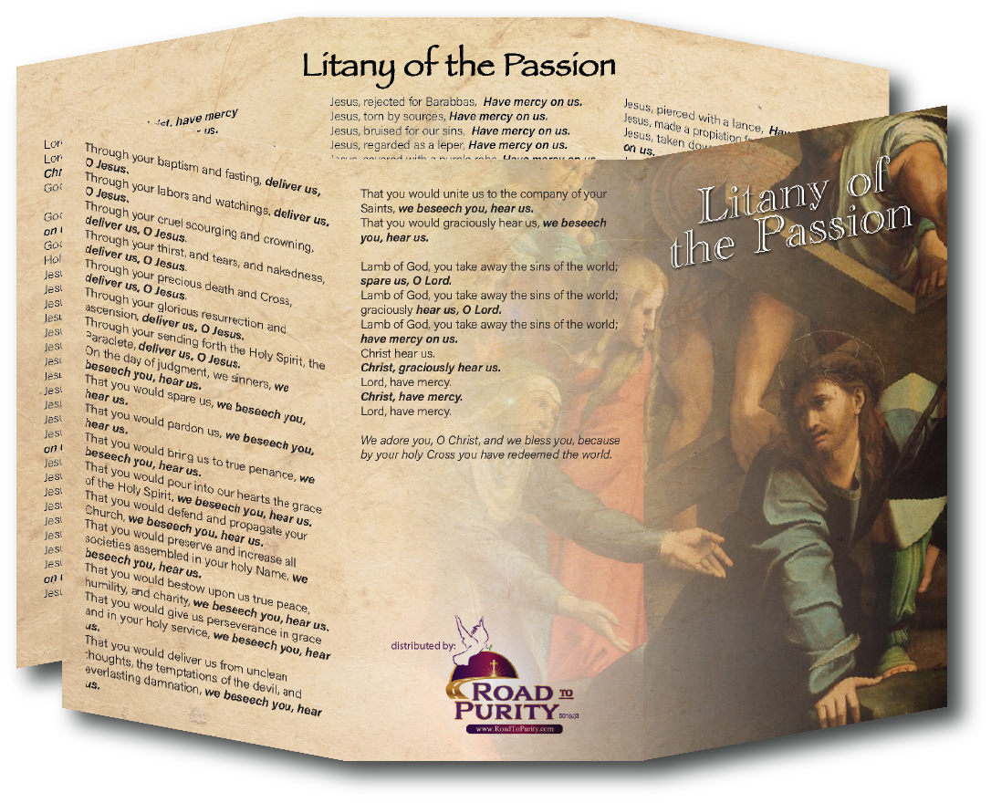 Litany of the Passion  - Prayer Card / 3" x 6" folded