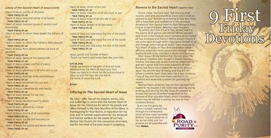 NEW! 9 First Friday Devotions - Prayer Card / 3" x 6" folded