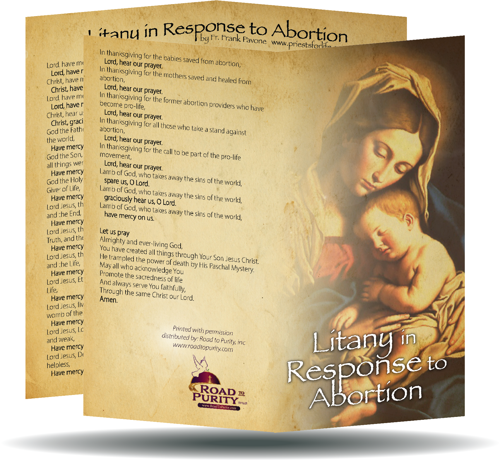 Litany in Response to Abortion  - Prayer Card / 3" x 6" folded