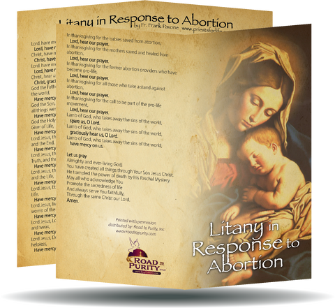 Litany in Response to Abortion  - Prayer Card / 3" x 6" folded