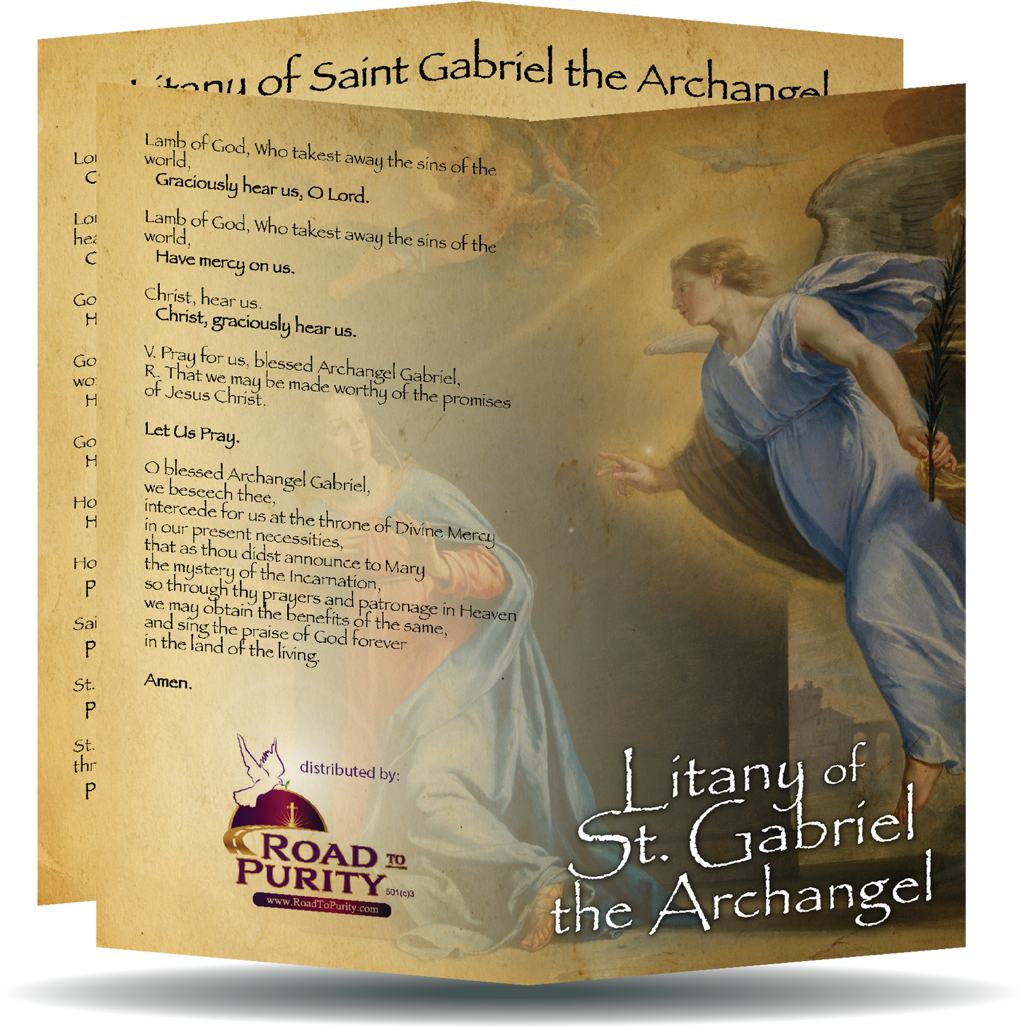 Litany of St Gabriel the Archangel  - Prayer Card / 3" x 6" folded