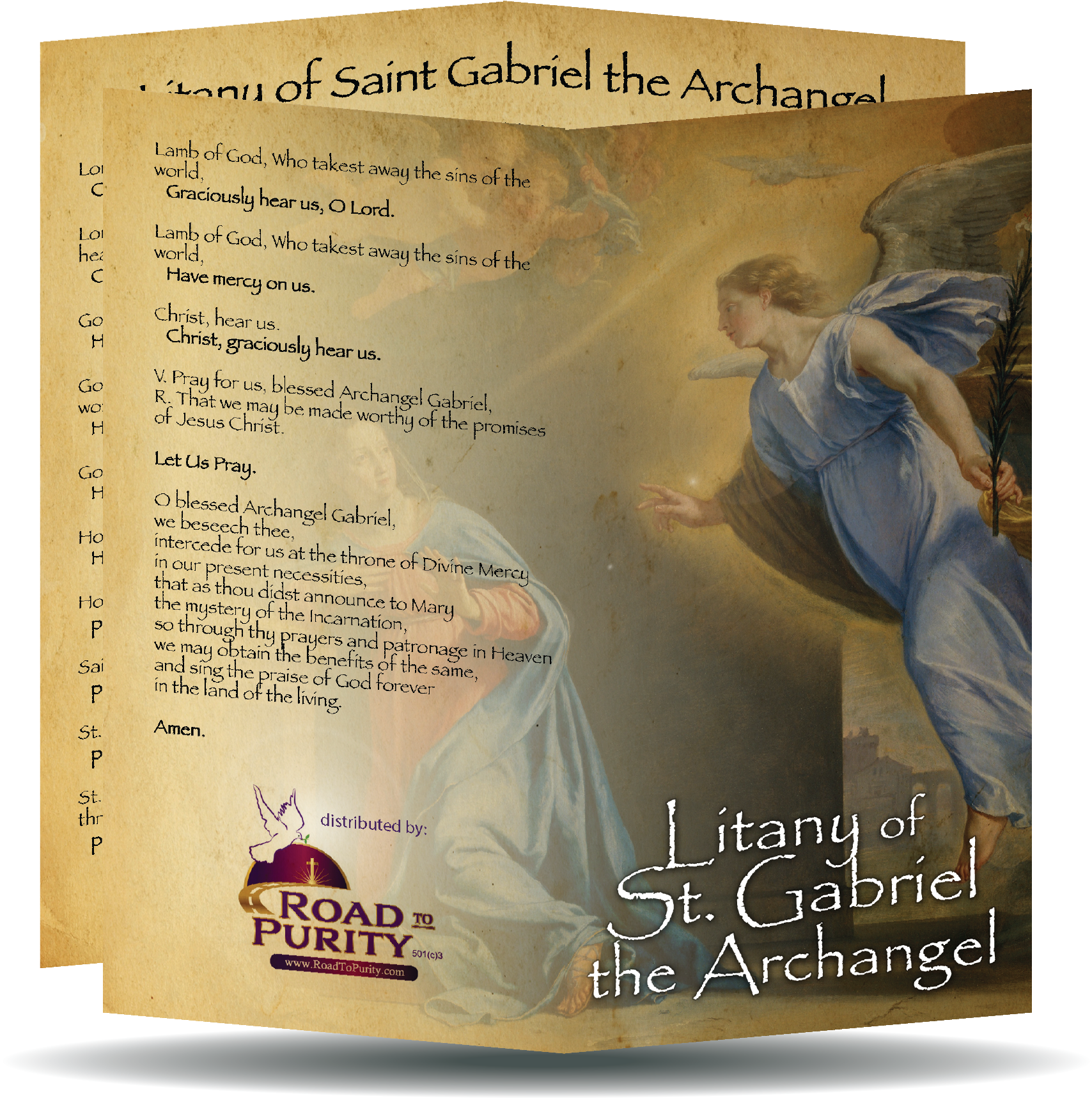 Litany of St Gabriel the Archangel  - Prayer Card / 3" x 6" folded