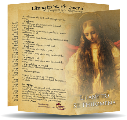 Litany to St Philomena - Prayer Card / 3" x 6" folded