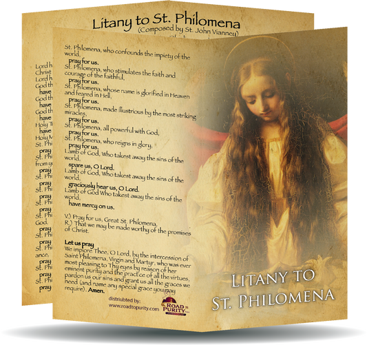 Litany to St Philomena - Prayer Card / 3" x 6" folded