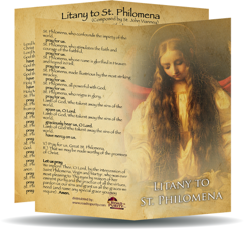 Litany to St Philomena - Prayer Card / 3" x 6" folded