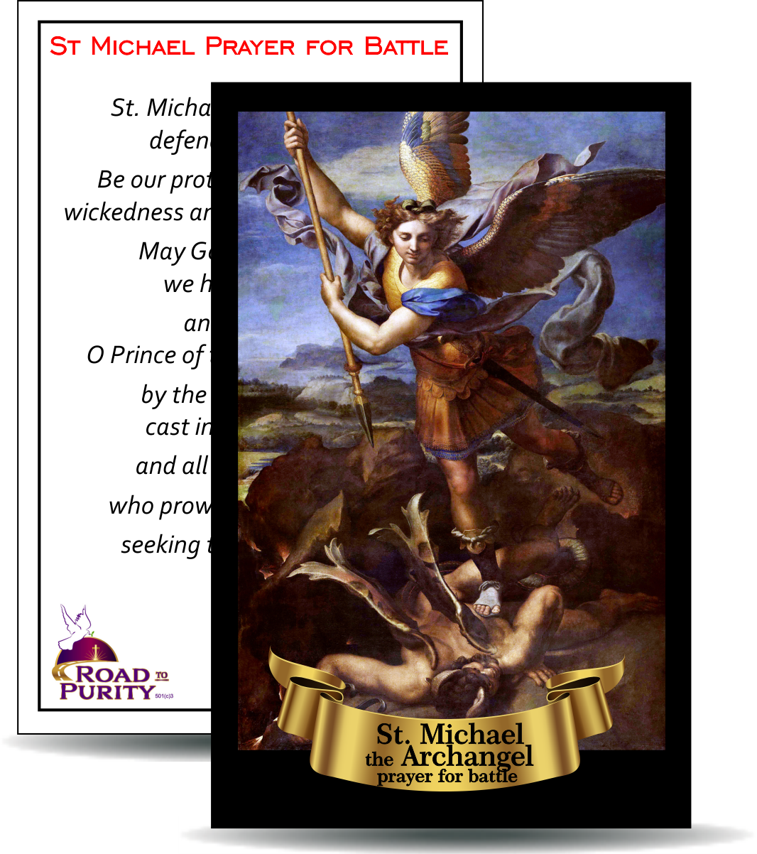 St Michael Prayer for Battle - Holy Card / 2 1/4"x 3 1/2" (b)