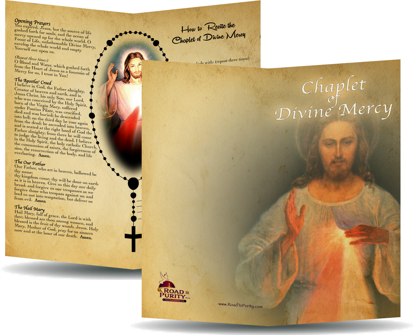 Chaplet of Divine Mercy - Prayer Card / 3x 6" folded